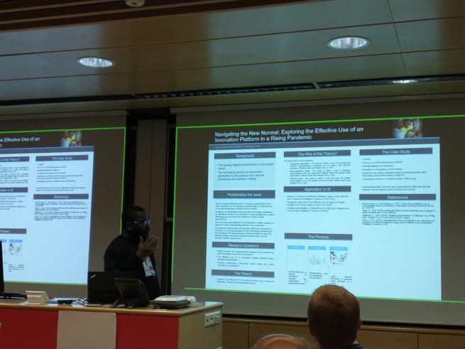 katherine_wyers's tweet photo. Enjoying listening to @JosueWatat discussed his PhD research plan using #EffectiveUse theory on #DisasterManagement #informationsystems https://t.co/TZPQyGqGHA