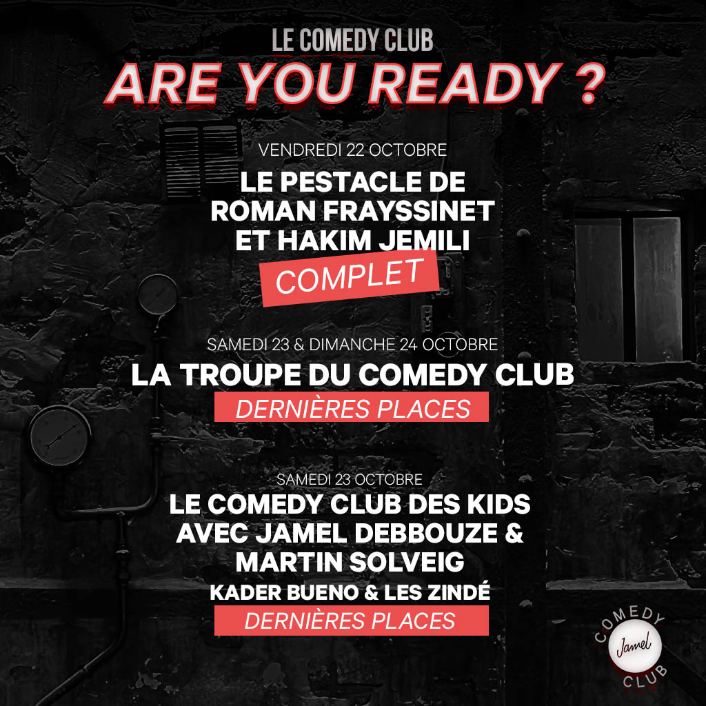 On est tellement chauds pour cette réouverture et apparement vous aussi !
Le Pestacle de @FrayssinetRoman  et <a href="/Hakimjemili/">Hakim</a>  Jemili est déjà COMPLET, et il ne reste plus beaucoup de places pour la Troupe et le Comedy Club des Kids !
Nous avons tellement hâte de vous retrouver !