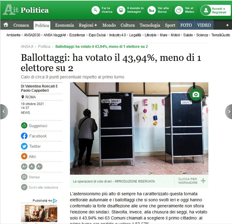 NonVoto1's tweet photo. #NonVoto al 56,06% (#maggioranzaAssoluta)
#affluenza 43,94%

Il #governo della #finanzaCriminale (senza #opposizione) ha generato il #record di #astensione, grazie al #greenPass #obbligatorio

#elezioniamministrative2021 

 https://t.co/EEwwhdf5FM https://t.co/l4XTNSDTL3