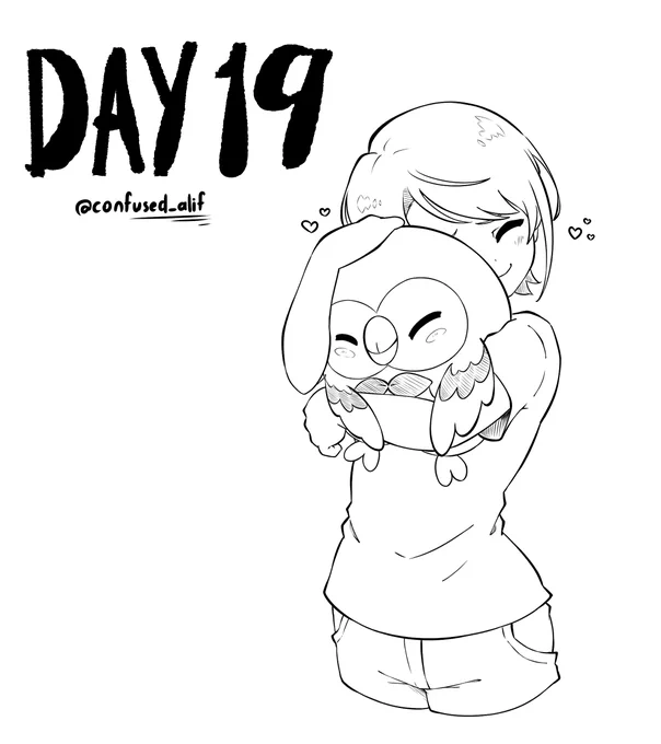 Rowlet hug
#inktober2021day19
#プロテインザスバル 