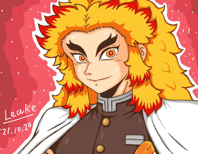 🇯🇵リューク（Leuke）さんがTwitterに投稿した煉獄杏寿郎(鬼滅の刃)のイラスト。
