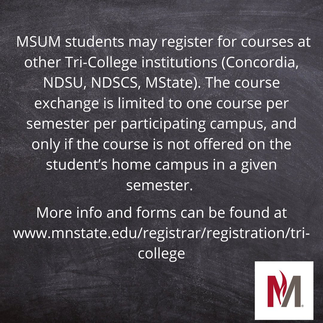 MSUMRegistrar's tweet image. Did you know about the Tri-college registration opportunity? @msumoorhead #msum #faqtuesday