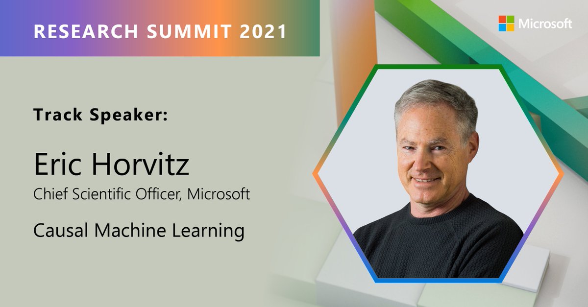 MSFTResearch's tweet image. Join researchers and industry leaders like Microsoft CSO Eric Horvitz for today&apos;s track.