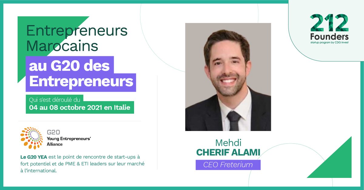 212Founders's tweet photo. 🥇 Pour la première fois, une délégation nord-africaine a participé au sommet du G20 des Entrepreneurs à Milan du 4 au 8 octobre. 
Mehdi Cherif Alami (CEO @Freterium) a représenté le Maroc aux côtés de 400 entrepreneurs venus du monde entier. https://t.co/muS79vtTvT