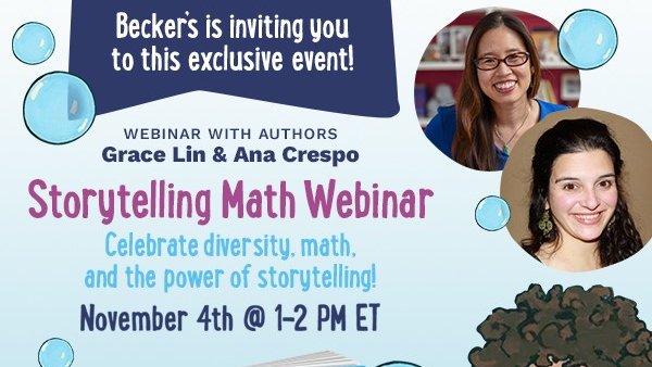 charlesbridge's tweet image. Join authors @pacylin and @AnaCrespoBooks along with #math consultant Marlene Kliman from @TERCtweets and editor Alyssa Mito Pusey of Charlesbridge discussing #StorytellingMath with @ShopBeckers. Register for free at bit.ly/3mNygze. 11/4/21 at 1PM ET! #teachertwitter