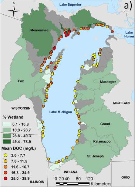 remucal's tweet photo. Our study on organic carbon concentrations &amp; composition in Lake Michigan tributaries is now out. A huge thanks to @StephanieMBerg &amp; @MooneyRob for their monumental effort in getting this done!

https://t.co/SqKznY38wO https://t.co/PSMgz8AZc5