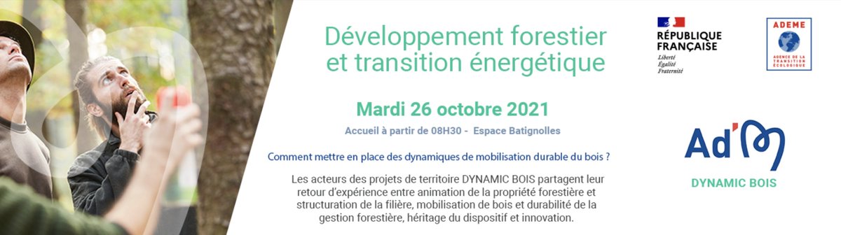 ademe's tweet photo. [#Bois] 🪵
Comment mettre en place des dynamiques de mobilisation durable du bois ? 🤔
➡️ Participez avec l'@ademe au Ad'M #DYNAMICBois le 26 octobre prochain, LE RDV de la filière #bois, en part. avec @Ecologie_Gouv.
📍Paris, Espace Batignolles 
Infos 👉https://t.co/espZl8hBS5 https://t.co/fXc4qIDPTa