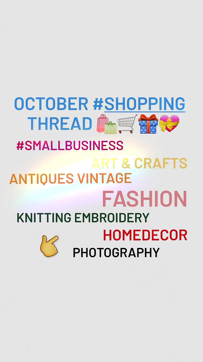 Drop your #SmallBusiness links, pictures, products or news here on this thread &amp; I'll R/T share as soon as I can until 22/10/21 👌😁

Please support if not taking part, a simple r/t is massively appreciated 👏❤ 

#artwork #crafts #photography #antique  #fashion #knitting &amp; more