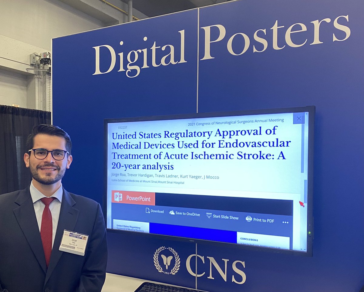 Jorge A. Roa, MD (@jorge_roa93) on Twitter photo Happy to share our 20-year analysis about regulatory approval of endovascular devices for the treatment of acute ischemic stroke at #CNS2021 <a href="/CNS_Update/">CNS</a> <a href="/MountSinaiNeuro/">Mount Sinai Neurosurgery</a> <a href="/JMoccoMD/">J Mocco, MD, MS</a> <a href="/chriskellnerMD/">Dr. Christopher Kellner</a> <a href="/hadjiMDPhD/">Costas Hadjipanayis</a> <a href="/Dr_Yaeger/">Kurt Yaeger</a> <a href="/THardiganMDPhD/">Trevor Hardigan</a> Happy to share our 20-year analysis about regulatory approval of endovascular devices for the treatment of acute ischemic stroke at #CNS2021 <a href="/CNS_Update/">CNS</a> <a href="/MountSinaiNeuro/">Mount Sinai Neurosurgery</a> <a href="/JMoccoMD/">J Mocco, MD, MS</a> <a href="/chriskellnerMD/">Dr. Christopher Kellner</a> <a href="/hadjiMDPhD/">Costas Hadjipanayis</a> <a href="/Dr_Yaeger/">Kurt Yaeger</a> <a href="/THardiganMDPhD/">Trevor Hardigan</a>