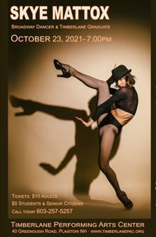 TimberlanePAC's tweet photo. This Saturday, the Timberlane PAC introduces dancer Skye Mattox!  Skye will be on the silver screen this December in Steven Spielberg’s West Side Story.  Skye will be here dancing, singing, and sharing her experiences on Broadway and Hollywood.  Call 603-257-5257 for tickets. https://t.co/ibiUzKZ3Mb