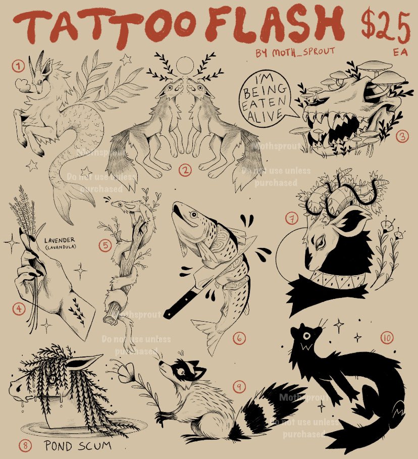 A reminder that I have some tattoo flash designs that are always available! 

More info in thread on how to get! 