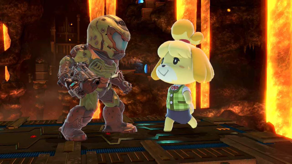 DOOM Slayer and Isabelle stare at each other with love and acceptance.