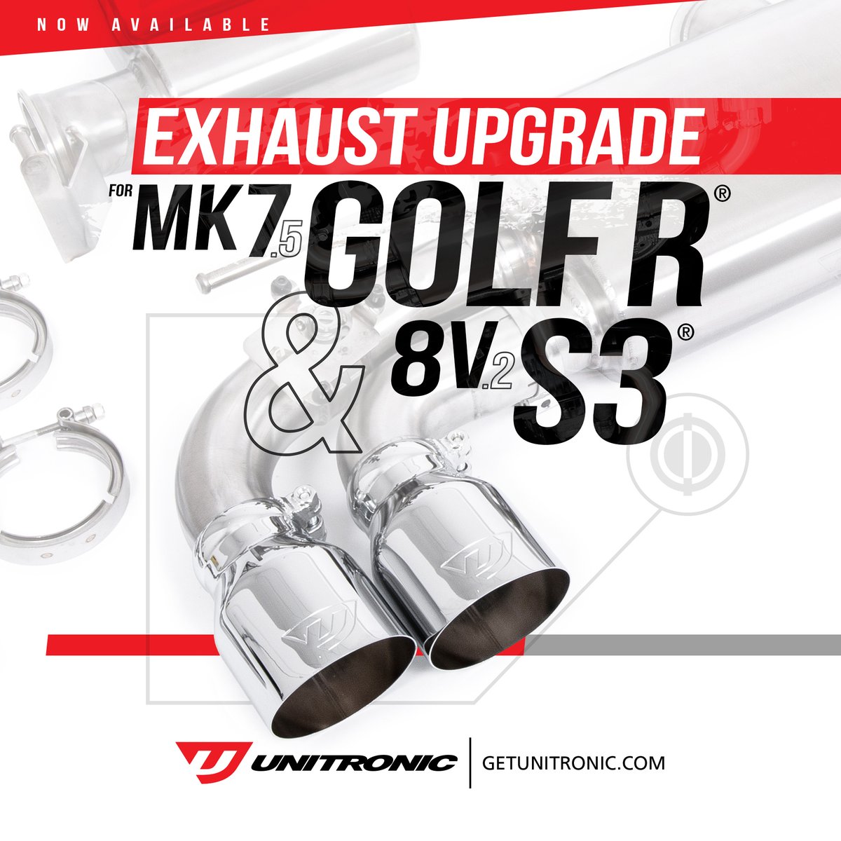 unitronic's tweet image. Unitronic is proud to release its Cat-Back Exhaust System for the MK7 / MK7.5 VW Golf R and 8V / 8V.2 Audi S3 equipped with the 2.0 TSI MQB engine. 

LEARN MORE: getuni.ca/golfrs3catback

#Unitronic   
#GetUnitronic   
#DeliverThePower