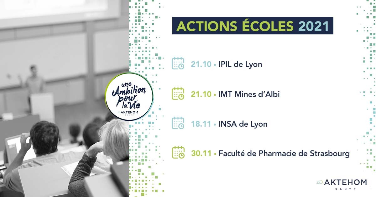 aktehom's tweet photo. 📅 Nos rdv #écoles à ne pas manquer :

🔹 21.10 - Présentation du métier de consultant à l’IPIL 
🔹21.10 - Nos experts au forum entreprises d’IMT Albi
🔹18.11 - Aktehom au forum Biosciences de l’INSA de Lyon 
🔹30.11 - Cours sur l’OPV à la faculté de Pharmacie de Strasbourg https://t.co/5WdkHeE81a