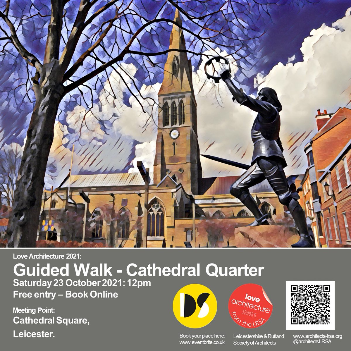 This Saturday 23/10 - 12-2pm

A guided walk of Leicester Cathedral Quarter!

Join our architects and see this part of the city in a whole new light!

Book your place here: 
ow.ly/CJEx50GtMY5

#LOVEArchitecture #riba #leicestershire #ribaeastmidlands #designseasonleicetser