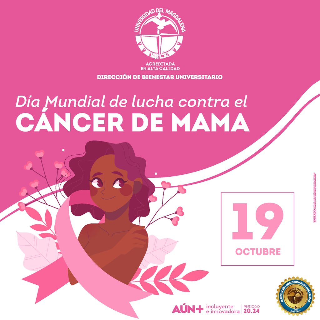 BienestarUM's tweet photo. #PrográmateUM | 🎀 En el marco del Día de la Prevención y Lucha Contra el Cáncer de Mama, los invitamos a unirse a las actividades que se han organizado para ustedes. 

🗓 Martes 19 de octubre de 2021 
⏰ 4:00 p.m 
📍Plazoleta Los Almendros 

#VivasParaVivir 
👇🏽 https://t.co/8wdwy9twdb