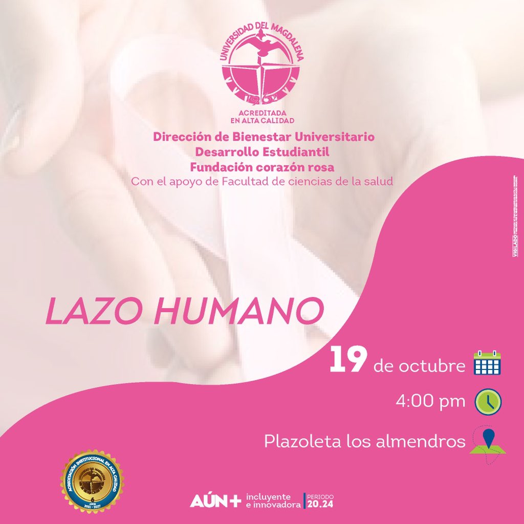 BienestarUM's tweet photo. #PrográmateUM | 🎀 En el marco del Día de la Prevención y Lucha Contra el Cáncer de Mama, los invitamos a unirse a las actividades que se han organizado para ustedes. 

🗓 Martes 19 de octubre de 2021 
⏰ 4:00 p.m 
📍Plazoleta Los Almendros 

#VivasParaVivir 
👇🏽 https://t.co/8wdwy9twdb