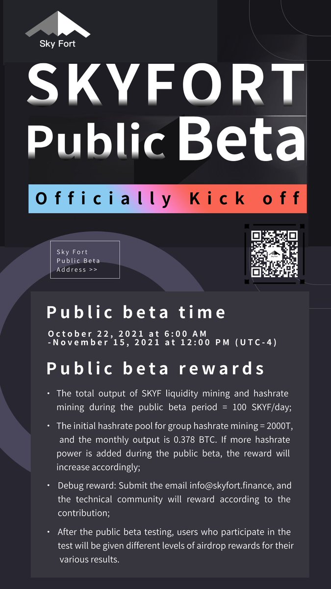 skyfortfinance's tweet photo. [Announcement on Sky Fort global public beta kick off]The public beta version open test of Sky Fort is planned to be officially kick off at 6 am (UTC-4) on October 22, New York time, open to all users!https://t.co/j3wPHpWREC https://t.co/KsMCoXIa0h