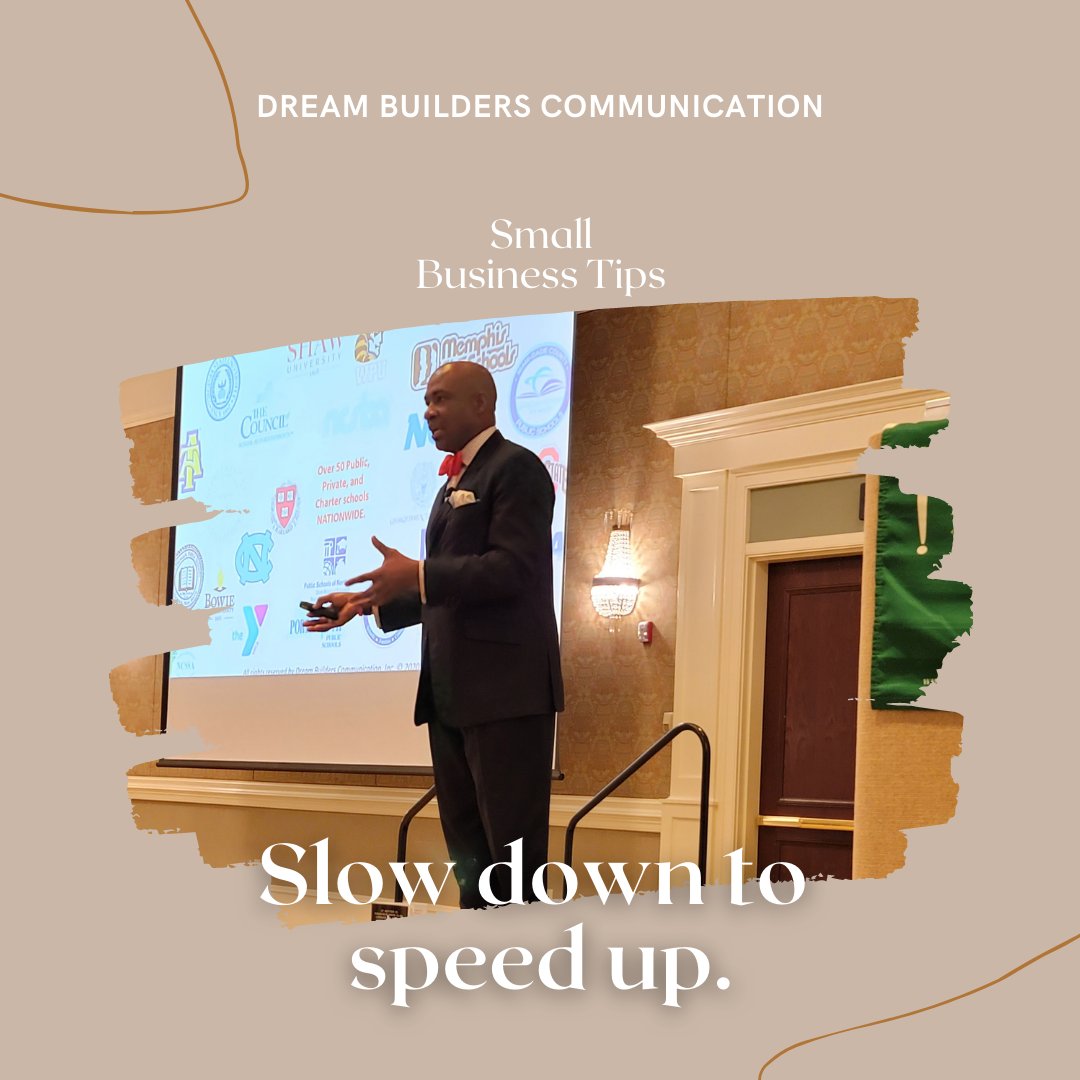 DBCommunication's tweet photo. #SmallBusinessTip: Sometimes you have to slow down to speed up. Certain things take time to really help your business grow in the long run, so don't be afraid to take your time on a project.
#DBCommunication #leadership #development #coaching #training #diversity #inclusion https://t.co/KPWp7Ijlfq