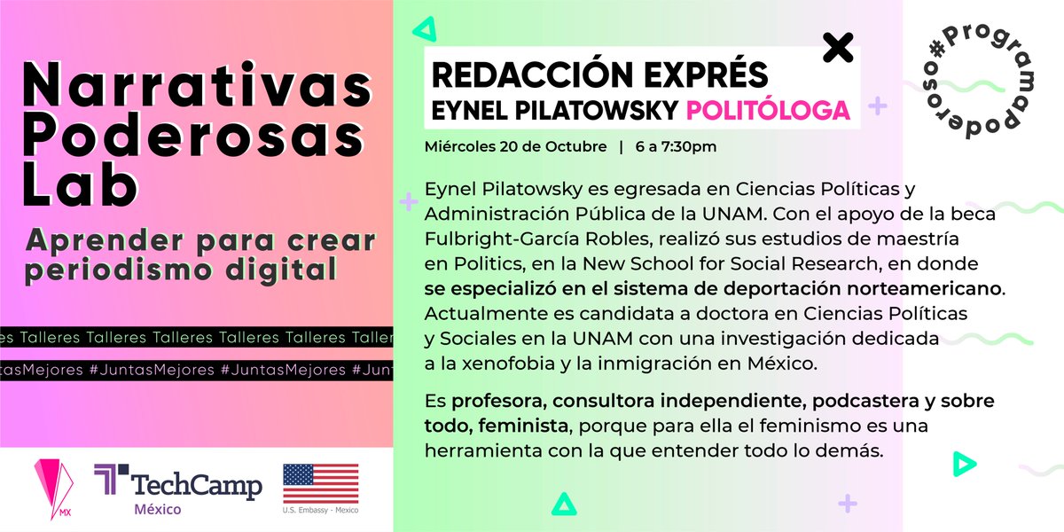 ChicaPoderosaMX's tweet photo. ¿Listas para la 1era sesión de #NarrativasPoderosasLab? 🤩
Taller de Redacción Exprés con @eynelpilatowsky 📑
Aprenderán herramientas básicas para redactar correctamente, estructurar párrafos, usar los signos de puntuación y evitar errores comunes al escribir.
20/10 | 6 pm 🕕 https://t.co/bU42AVGj39