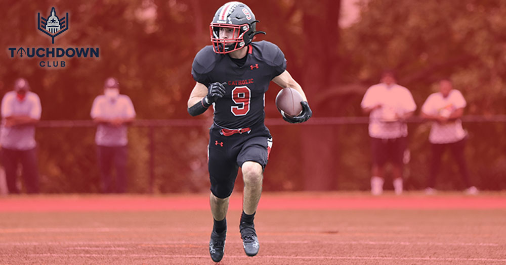 CatholicU_Cards's tweet photo. .@CatholicU_FB junior Kevin Licciardi has been named to this week's @DCTouchdownClub College Player of the Week honor roll after he ran for a career-high 148 yards in a 30-7 win over Coast Guard.

INFO: https://t.co/scilERkfdh 

#ThisIsCatholicU #d3fb https://t.co/RxOelQrF1v
