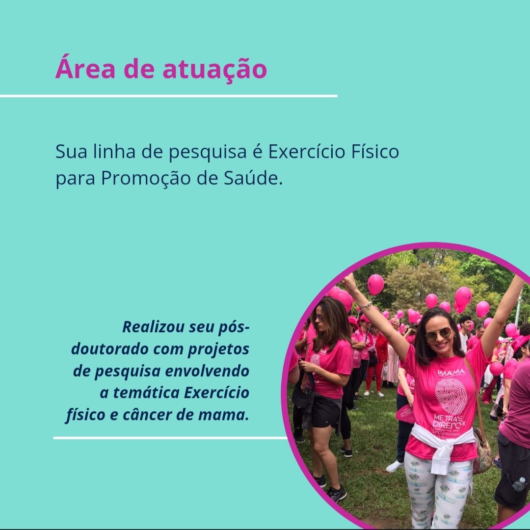 mncUFRGS's tweet photo. Além disso, sua linha de pesquisa está relacionada ao exercício físico e câncer de mama, uma temática bastante importante e que ganha destaque no mês de outubro, mês de conscientização da Campanha de Prevenção ao Câncer de Mama.
#OutubroRosa https://t.co/0s1wyvBY3F