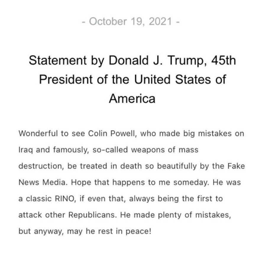 RedOutBlueIn's tweet photo. I have no reason to go and see why 'What a POS' is trending... cus it's OBVIOUS.
The fat, oranged-face LIAR, TWICE impeached, ONE TERM former White House GRIFTER, has been talking garbage about the late, great, Colin Powell...
and frankly, it's DESPICABLE 😠🖕😠 #FatPOS #POS https://t.co/Z0Y6Ym6yHF