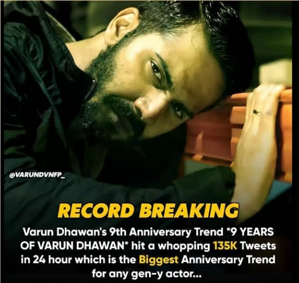 shifaVDZ22's tweet photo. Wow power of varuniacs proud of you 😍😍😍 @Varun_dvn #9yearsofvarundhawan #9YearsOfStudentOfTheYear https://t.co/1184pIhclJ