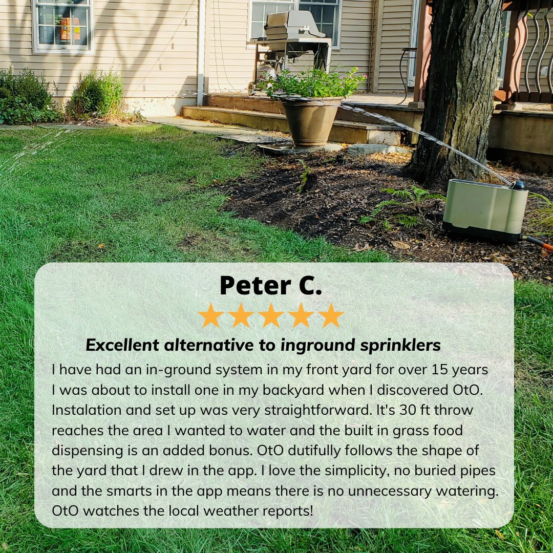 Another 5-star review🌟! Thanks Peter for sharing your OtO experience with us! 😃 Psst - did you know we're now shipping within 4-5 business days? Order yours today before we sell out again🤫 
#otolawn #customerreview #smartdevice #startup #lawncare #smartliving #smartdevice