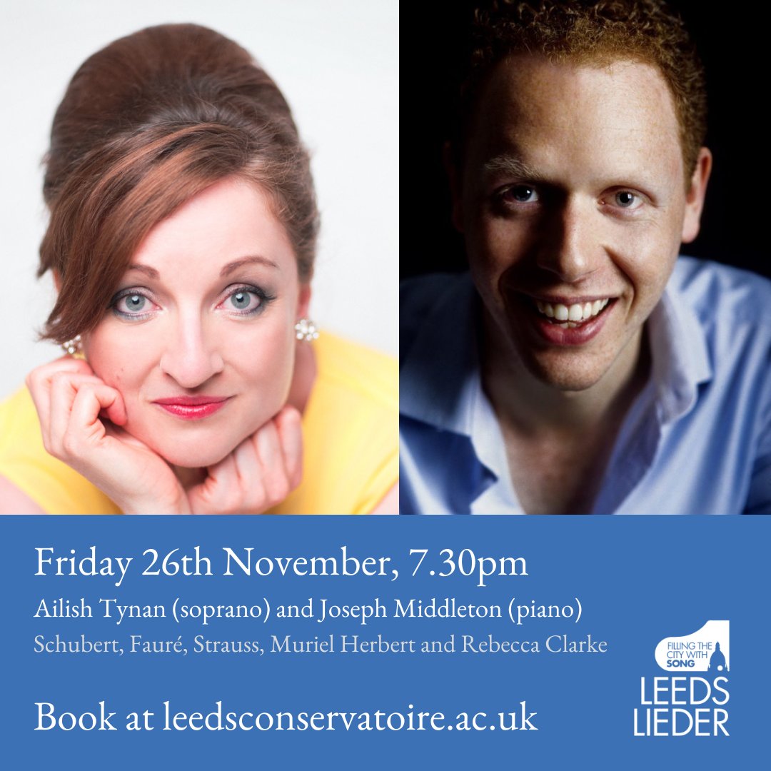 Leeds Song (Formerly Leeds Lieder) (@leeds_song) on Twitter photo Irish soprano <a href="/AilishTynanEire/">Ailish Tynan</a> has built a loyal following of song fans following her triumphant win at the 2003 Rosenblatt Recital Song Prize at BBC Cardiff Singer ๐ถ
Ailish joins us here <a href="/LeedsMusicDrama/">Leeds Conservatoire</a> with <a href="/jpianomiddleton/">joseph middleton</a> this November ๐
๐ tinyurl.com/dsznaw5e Irish soprano <a href="/AilishTynanEire/">Ailish Tynan</a> has built a loyal following of song fans following her triumphant win at the 2003 Rosenblatt Recital Song Prize at BBC Cardiff Singer ๐ถ
Ailish joins us here <a href="/LeedsMusicDrama/">Leeds Conservatoire</a> with <a href="/jpianomiddleton/">joseph middleton</a> this November ๐
๐ tinyurl.com/dsznaw5e