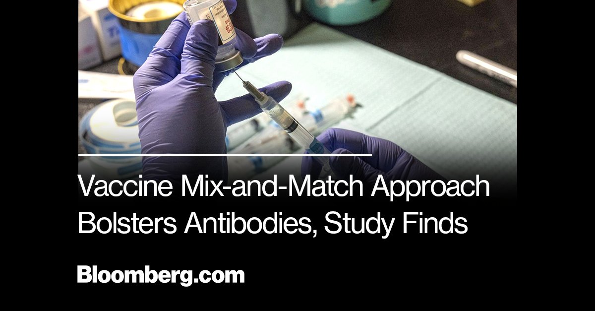 business's tweet photo. Mixing Covid vaccines produces as much or more antibodies as using the same shot, according to preliminary results.