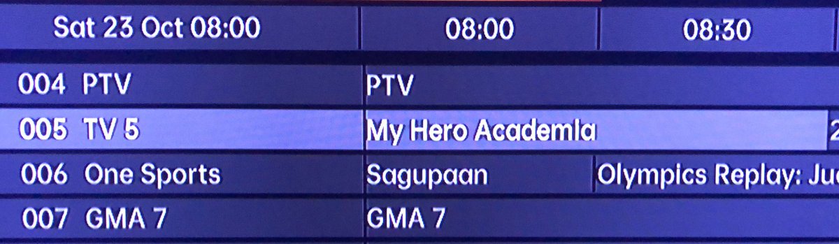 PaoloHakushaku's tweet photo. From Cignal TV's EPG #MyHeroAcademia #BokuNoHeroAcademia #僕のヒーローアカデミア on @TV5manila #TodoMaxKids #TodoMaxWeekend #IBASa5 October 23, 2021 🤩 https://t.co/F6lLojBHCO