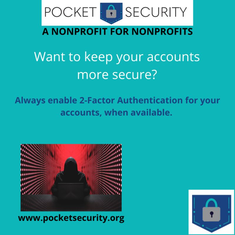 pocket_security's tweet photo. There is no time like the present to take this highly effective step to help make your world a little safer. Make it happen!

#cybersecurity #phishing #datasecurity #CISO #nonprofits #cybersecurityawareness #education #hacking #security https://t.co/ctsq8V4JEE