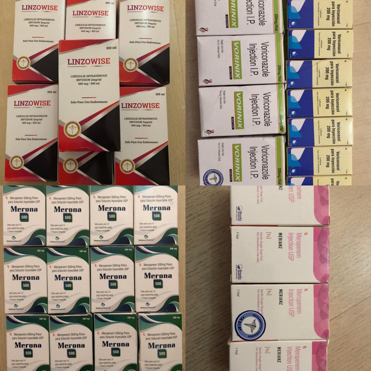 yarkiparra's tweet photo. En venta (tratamiento covid), lastimosamente la mamá de mi amigo falleció y requiere del dinero para costear otras cosas:
#Linezolid #Voriconazole #Meropenen
#RT por favor , alguien lo necesita en estos momentos 🙏🏻 https://t.co/5kdEYhRGLd