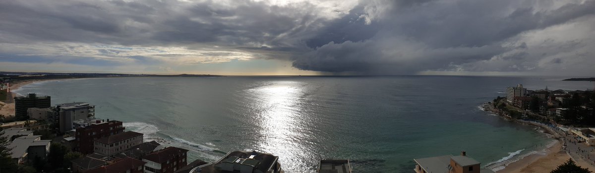 Beautiful morning at Cronulla time:8:10am Temp: 13.3c;  Winds SW 16kph; max temp 21c  showers developing #weather