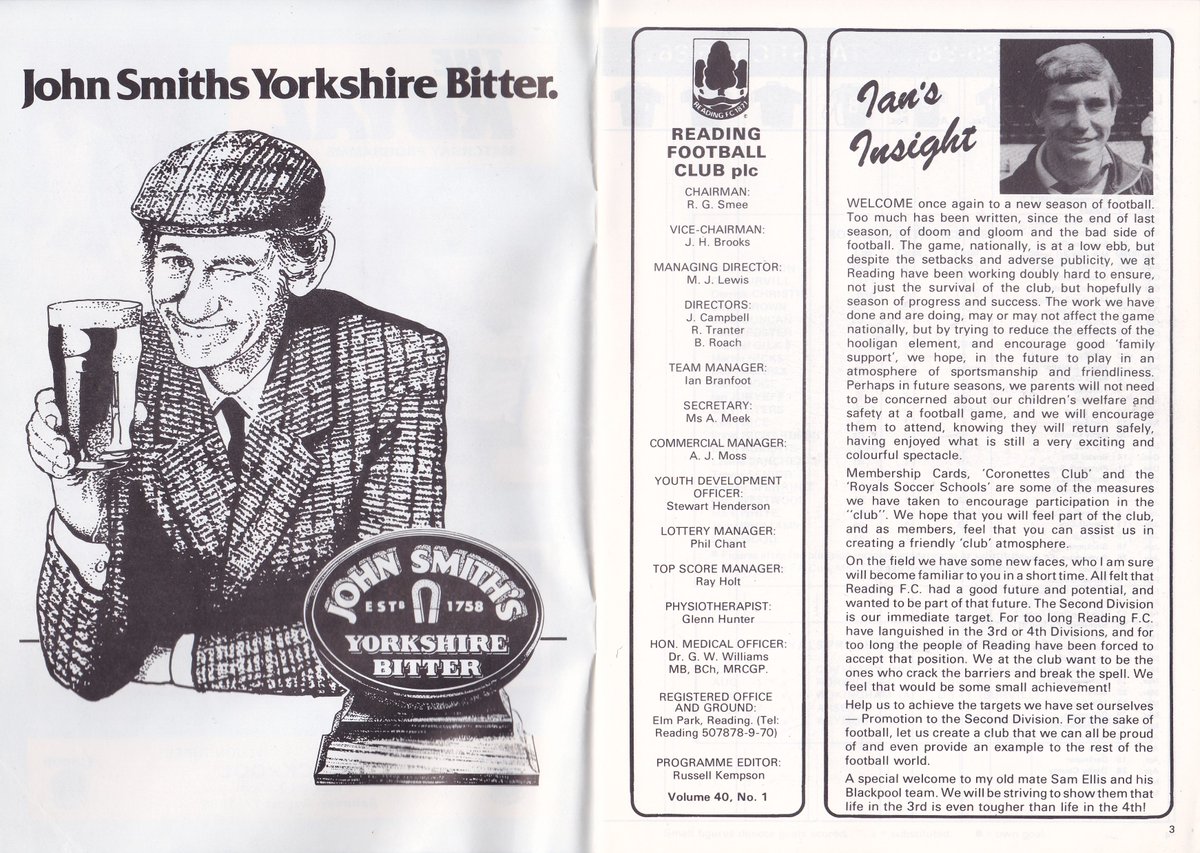 HertsRoyal's tweet photo. Into the office early tomorrow so posting the surrogate #readingfc v #blackpoolfc tonight, season opener from 1985 and 1-0 win (Jerry Williams) at start of that record breaking run, legendary left back featured but he dislikes reading! @TheTilehurstEnd @NonLgeProgs @cribsie https://t.co/mW3PJmDsqQ