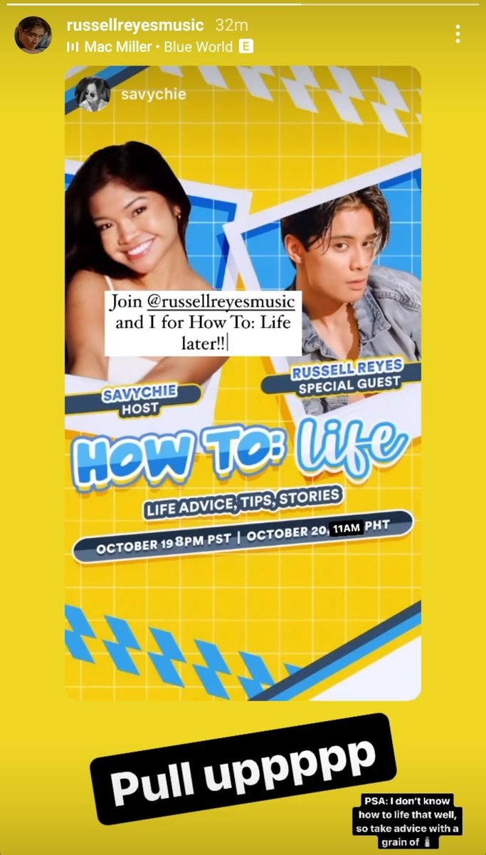 russell_ofc's tweet photo. Let's catch @rusreymusic on Savychie's "How To: Life" stream at 11 AM PHT

Kumu ID: savychie https://t.co/KMs8J3PBuf