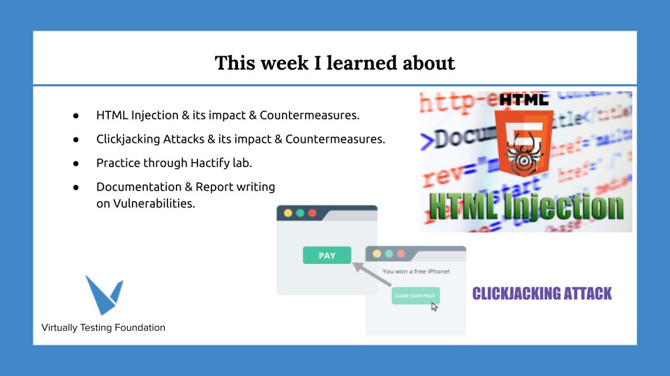 sandeep_289's tweet image. It has been an exciting week at @VTFoundation as a Penetration Testing Intern. I learned about #htmlinjection &amp; #clickjackingattacks &amp; its impact &amp; how to countermeasure it and practice at @Hacktifycs lab.
#VTfoundation #VTFOct21 #internships #cybersecurity #penetrationtesting