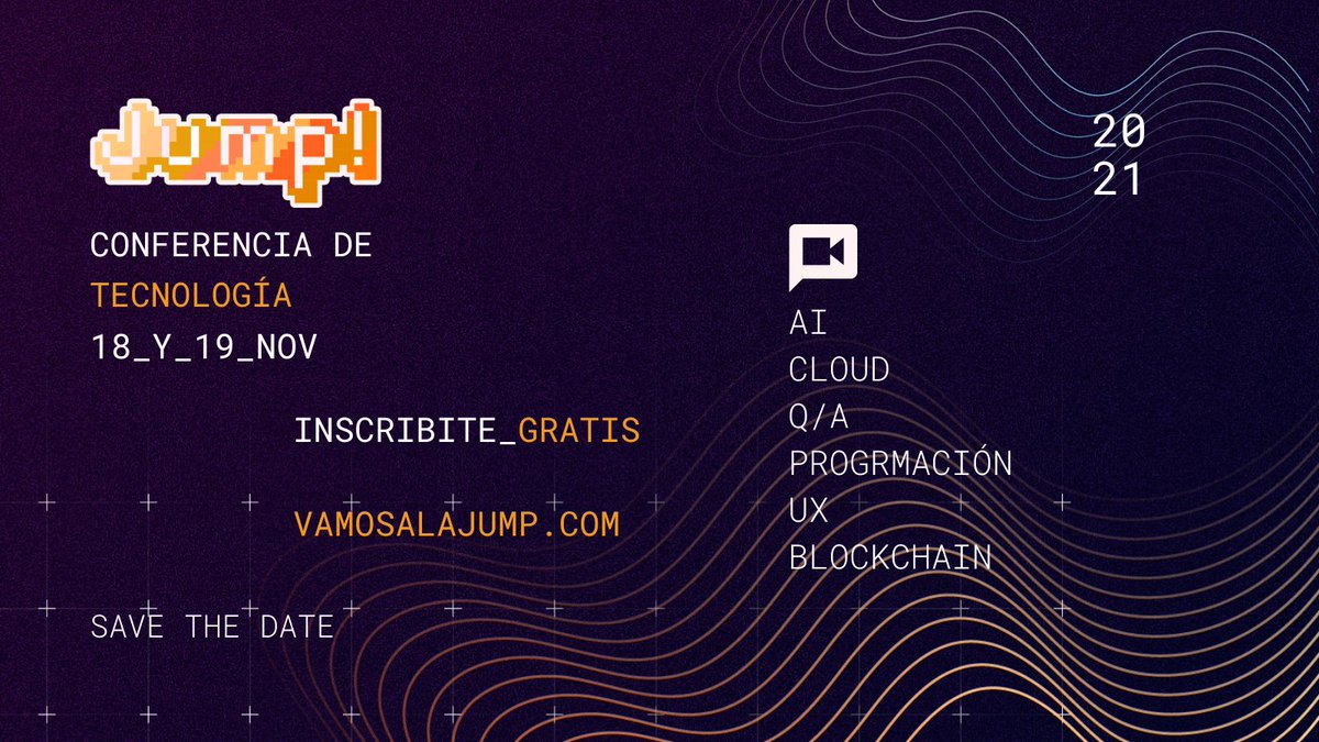 jump_conf's tweet photo. #VamosALaJump 🌈 ¡Sumate a la 4° edición de nuestra conferencia de #tecnología! 💻Tendremos workshops, charlas, música, sorteos y mucha data. 💪
👾 Inscribite #GRATIS en https://t.co/A4Ovh2U0iO
💻 ¡Nos vemos el 18 y 19 de noviembre!
📹 Evento online por Youtube. https://t.co/HkDmn1vurf