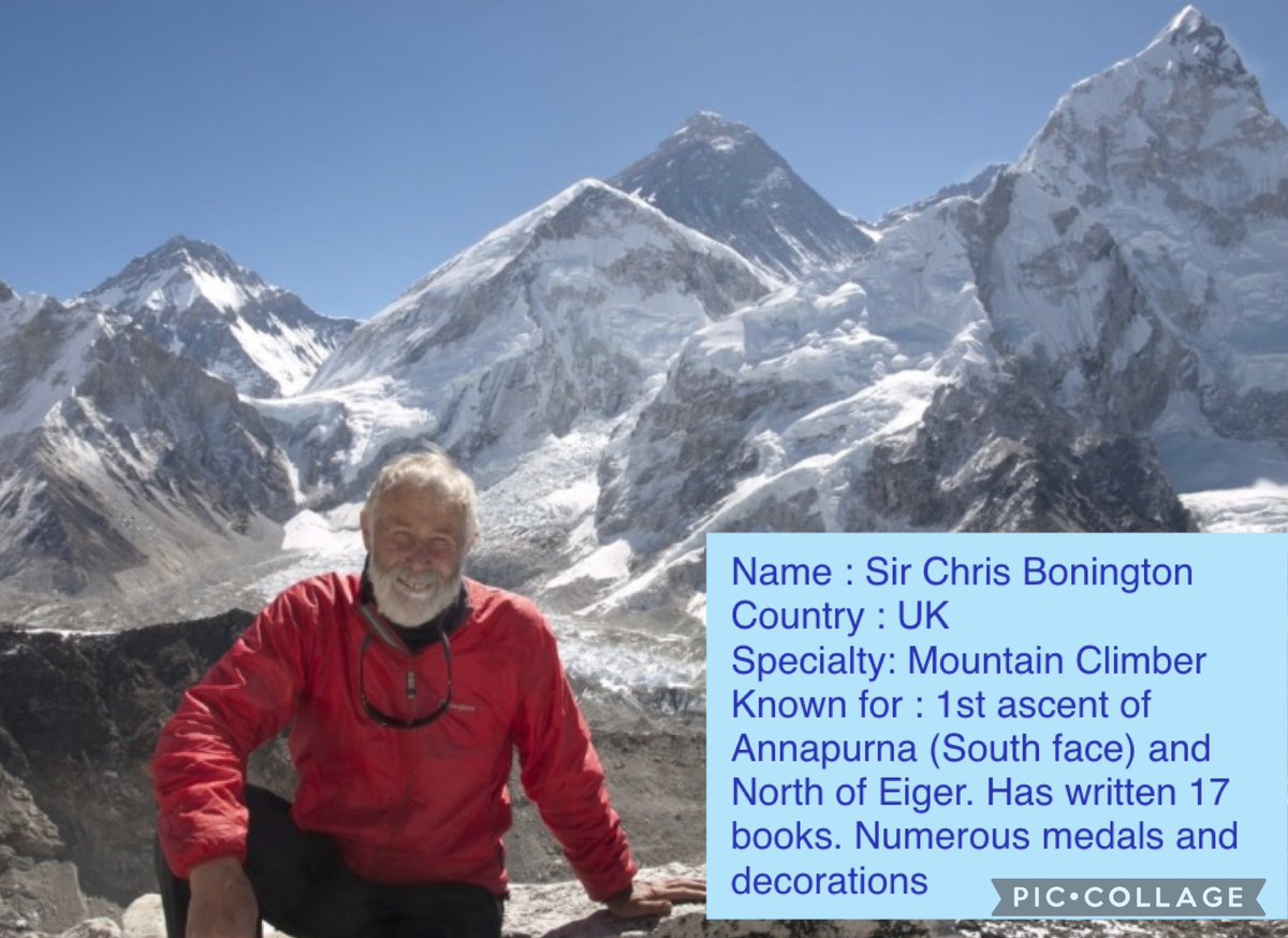 MountainPeakers's tweet photo. #transcendtuesday #mountainheroes
Sir Chris Bonington is our mountain legend this week. He was the first to climb the South face of the Annapurna and the North of Eiger! 🏔#mountainpeakers #discoveryoursummit @MyPeakChallenge @SamHeughan https://t.co/62RWnPQzBQ