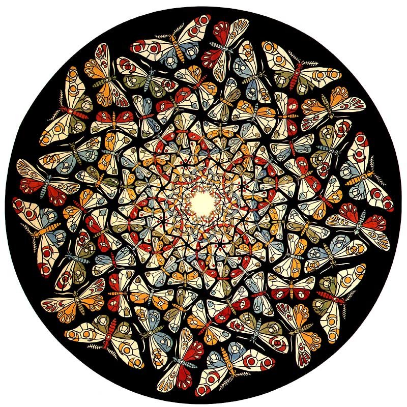 artistescher's tweet photo. Circle Limit with Butterflies, 1950 #mcescher #opart https://t.co/7KtqW9NiPH