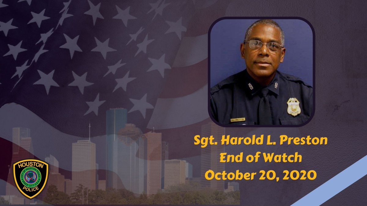 houstonpolice's tweet photo. #NeverForget
Sgt. Harold L. Preston & other officers responded to a domestic disturbance call. A woman was locked out of her apartment by her ex-husband as she tried to retrieve belongings. After her son unlocked the apartment door, the suspect opened fire killing Sgt. Preston. https://t.co/GayJTAR2Re
