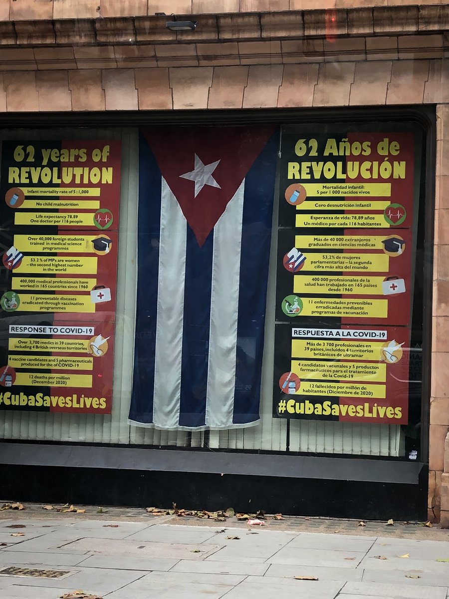 I saw this in London today. 
The Cuban embassy, which is displaying an impressive poster of boasts for such a tiny country.
Especially one sanctioned by the World’s most powerful economy.
One doctor per 116 people.
Remind yourself how many the U.K. has?
#Cubasaveslives