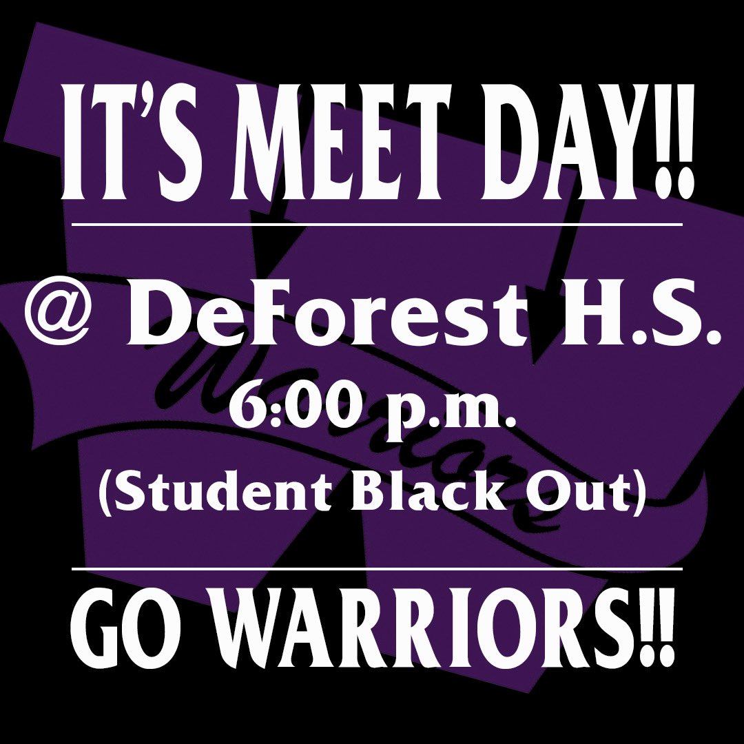 womens_whs's tweet photo. STUDENT SECTION BLACKOUT!! Come support your WHS Women’s Swim Team as they travel to DeForest to keep their hopes for a Conference Championship alive!! #GoWarriors #BeatDefo https://t.co/lZEQe7XD5J