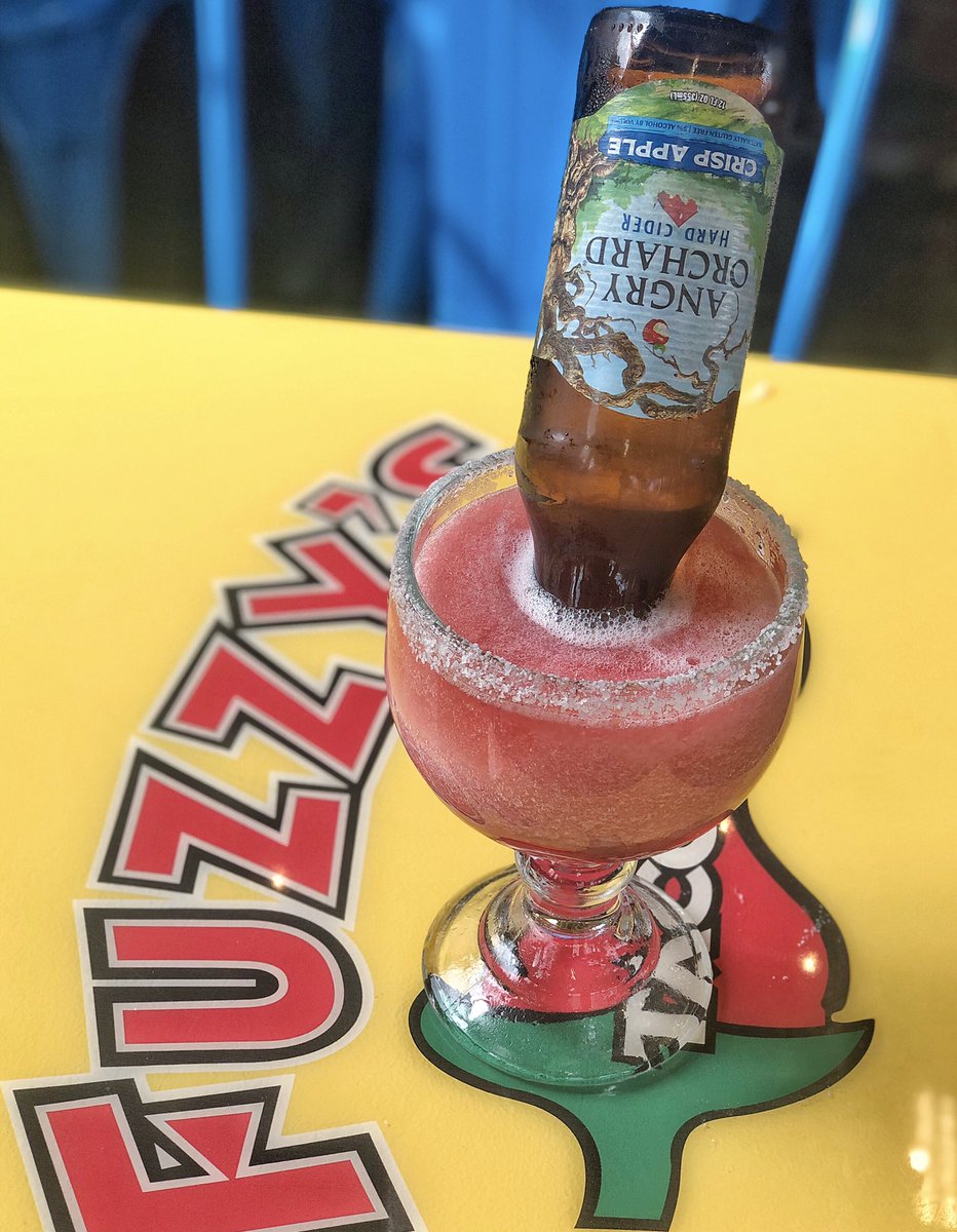 BACK IN STOCK👉 Poison Apple Rita—our October Drink of the Month. A frozen raspberry margarita with a splash of sour apple &amp; a sunken Angry Orchard Crisp Apple 🍏🍹🍺