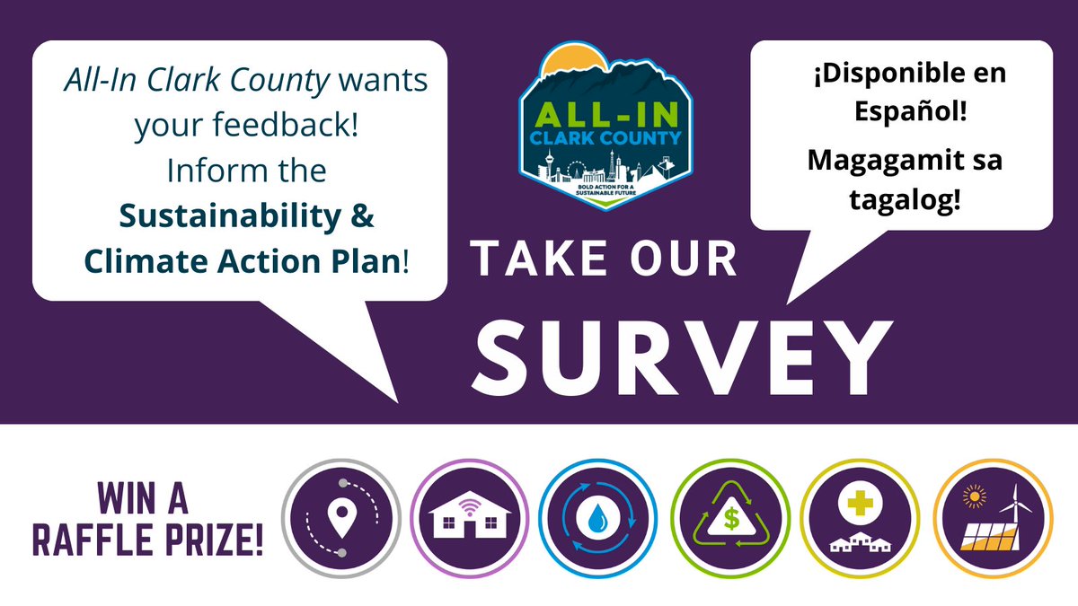 ClarkCountyDES's tweet photo. We want to know your thoughts on #AllinClarkCounty Community Plan. Read it at https://t.co/OAZUuo3TBg. We want to hear your priorities and concerns about climate change and the future of @ClarkCountyNV. Let your voice be heard here! https://t.co/nXGI3FeqCN https://t.co/9WrMdrG9Ea