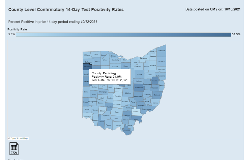 jake_zuckerman's tweet photo. Not sure what's going on in Paulding County, but 35 of every 100 covid-19 tests is coming back positive, which is crazy high. 

Statewide, the number is 10.2% (still pretty high) but trending downward https://t.co/Yh2SsxCqPK
