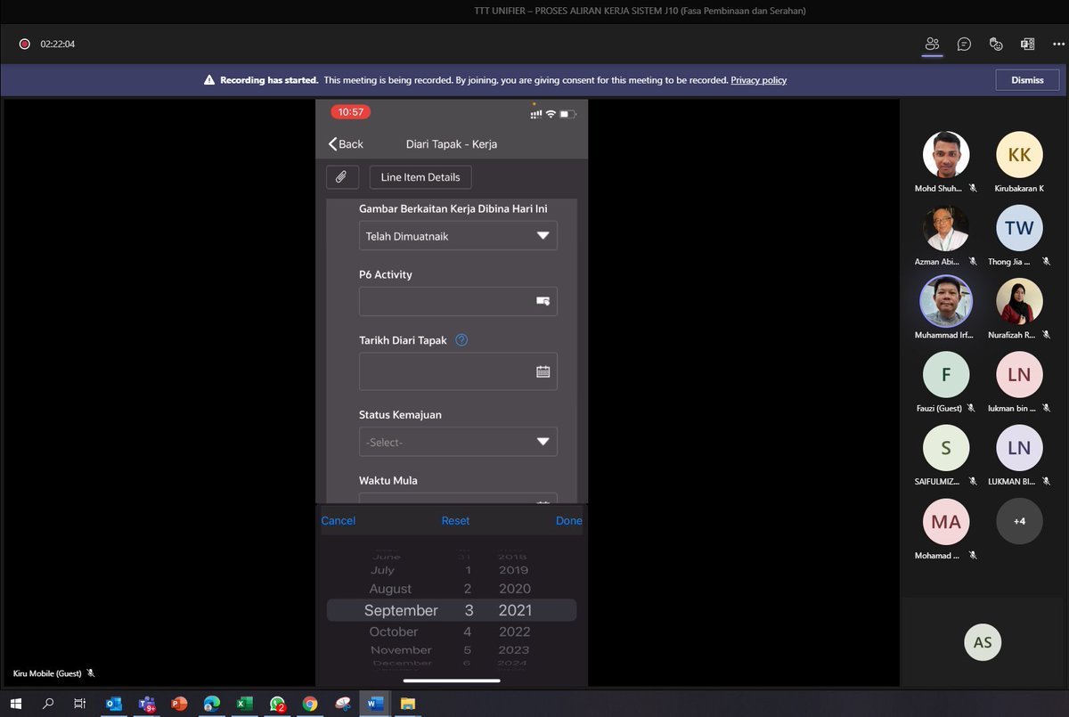 J10Jkr's tweet photo. 1 hingga 3 September 2021 – Sesi latihan Train the Trainer (TTT) Unifier Proses Aliran Kerja Fasa Pembinaan dan Serahan untuk Sesi 2 telah  berlangsung  secara atas talian melalui Platform Microsoft TEAMS selama tiga (3) hari. Terima kasih kepada semua pegawai yang terlibat. https://t.co/3BtYy2z2tG