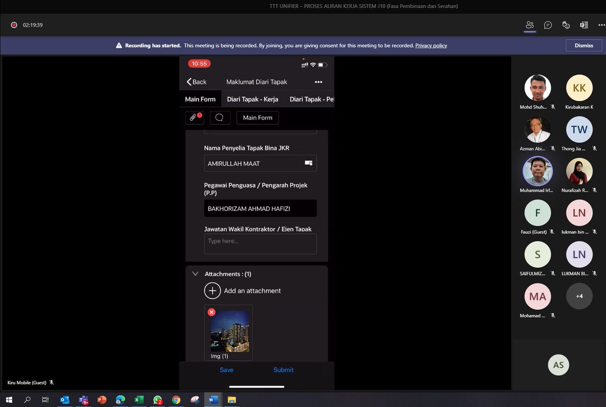 1 hingga 3 September 2021 – Sesi latihan Train the Trainer (TTT) Unifier Proses Aliran Kerja Fasa Pembinaan dan Serahan untuk Sesi 2 telah  berlangsung  secara atas talian melalui Platform Microsoft TEAMS selama tiga (3) hari. Terima kasih kepada semua pegawai yang terlibat.