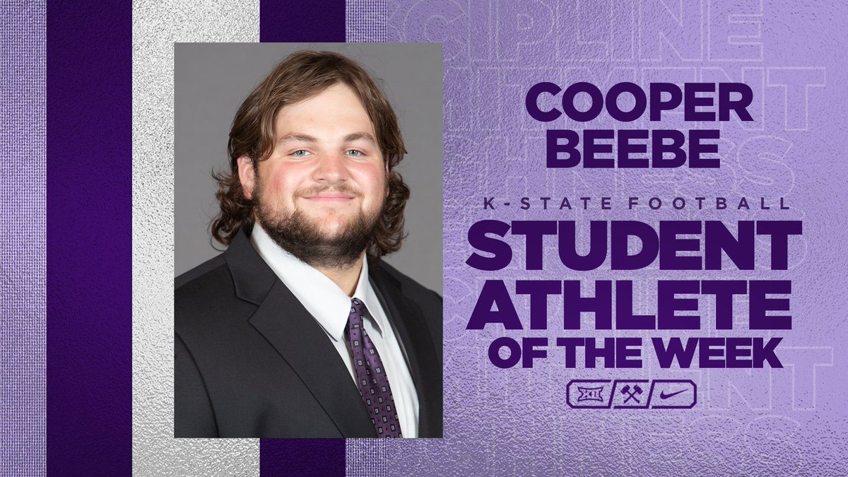KStateFB's tweet photo. Student-Athlete of the Week ⤵️

Cooper Beebe (@cjbeebe56) 

#KStateFB https://t.co/xSDGkhqr0t